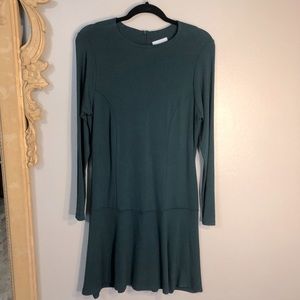 Veronica M - Drop Waist, Forest Green Dress. Long